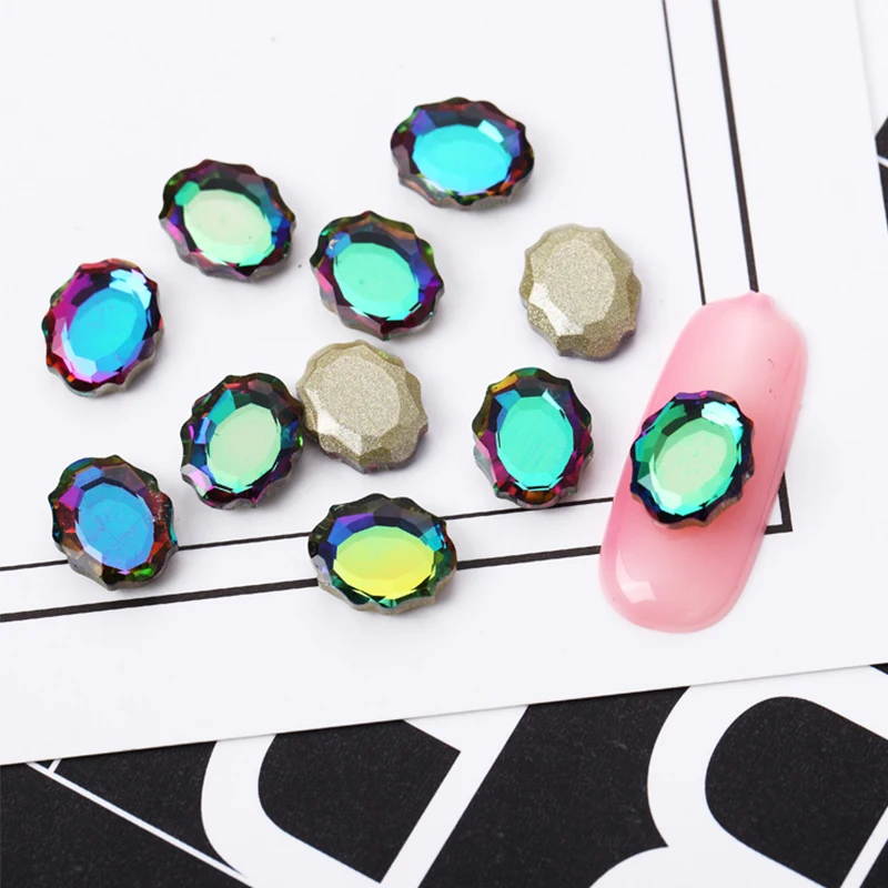 10 шт. зеркальные украшения для ногтей с плоской задней поверхностью|Стразы и