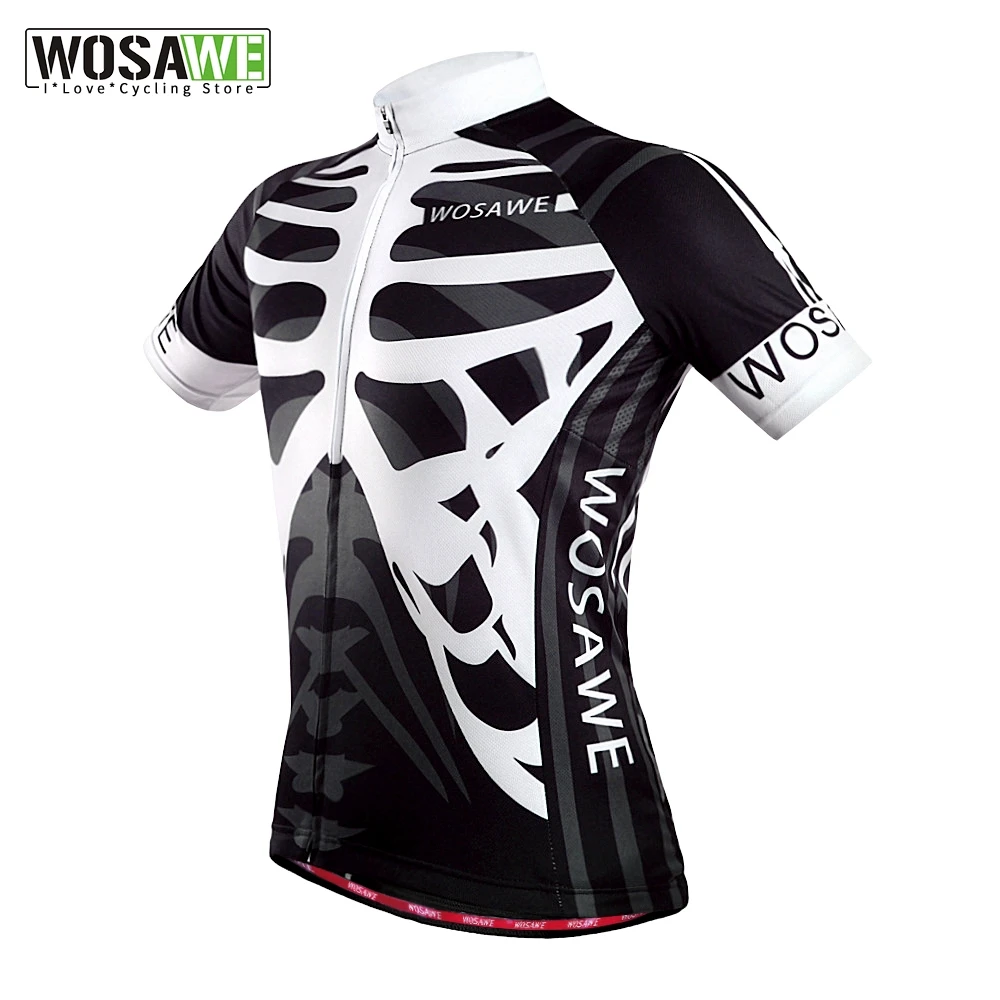 

WOSAWE Men Skeleton Bone Cycling Jersey Mountain Road Bike Bicycle Sportswear Ciclismo Short Sleeve Cycle Wear Clothing