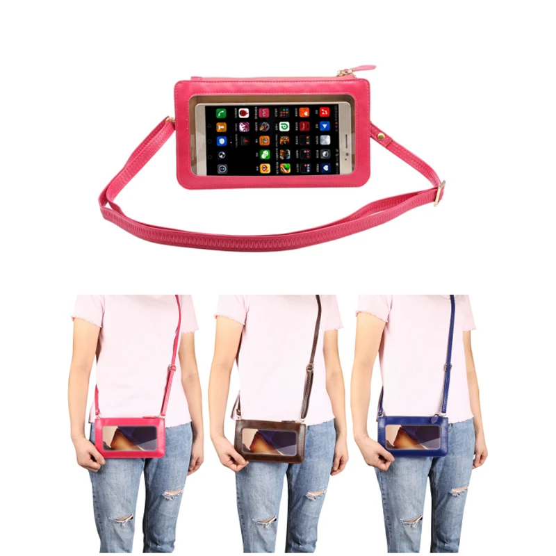 Стильный кожаный чехол с сенсорным экраном + маленькая сумка через плечо кошелек