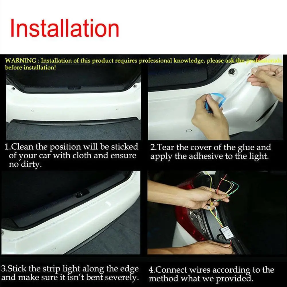 

Fluid LED Strip Car Trunk Area Illumination Rear Brake Flow Four Signal Light Turn Colors Car 1.2m Car Tailgate Type 12V Li G2B0