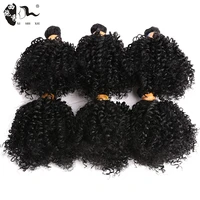 bouncy curly synthetic weave 6 pcslot natural short hair welf bundles black hair weaving 6 inch xishixiu