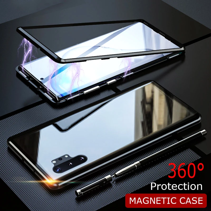 Full Body Protective Phone Case For Samsung Galaxy Note 10 Plus Magnetic S10 Note10 Cover Metal Bumber | Мобильные телефоны и