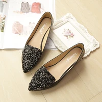 taomengsi new patent leather rhinestone pointy shoes leather breathable dermis deodorant balanced beige shallow flat shoes