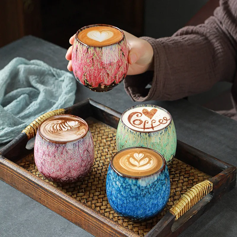 250ml Retro Kiln Ceramic Espresso Coffee Cup Home Kung Fu Tea Cup Creative Design Home Water Cup Latte Cup