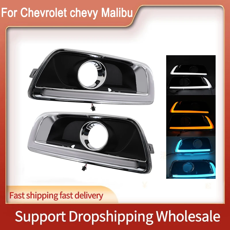 

Car Flashing 1Pair For Chevrolet chevy Malibu 2011-2015 LED Daytime Running Lights DRL With Yellow Turn Signal Lights COB light