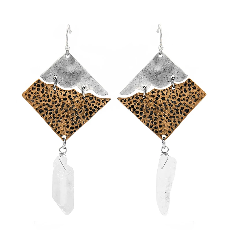 Женские Винтажные висячие серьги Fever & Free квадратные из сплава с кристаллами