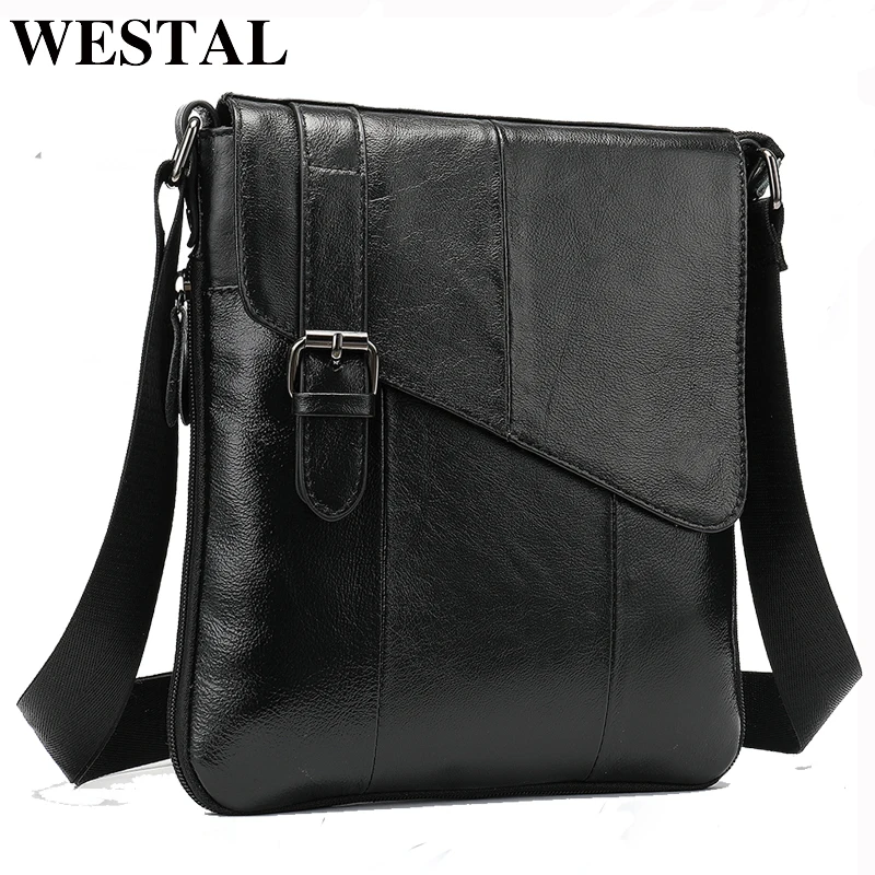 Сумка на плечо WESTAL мужская из натуральной кожи саквояж кросс боди с клапаном