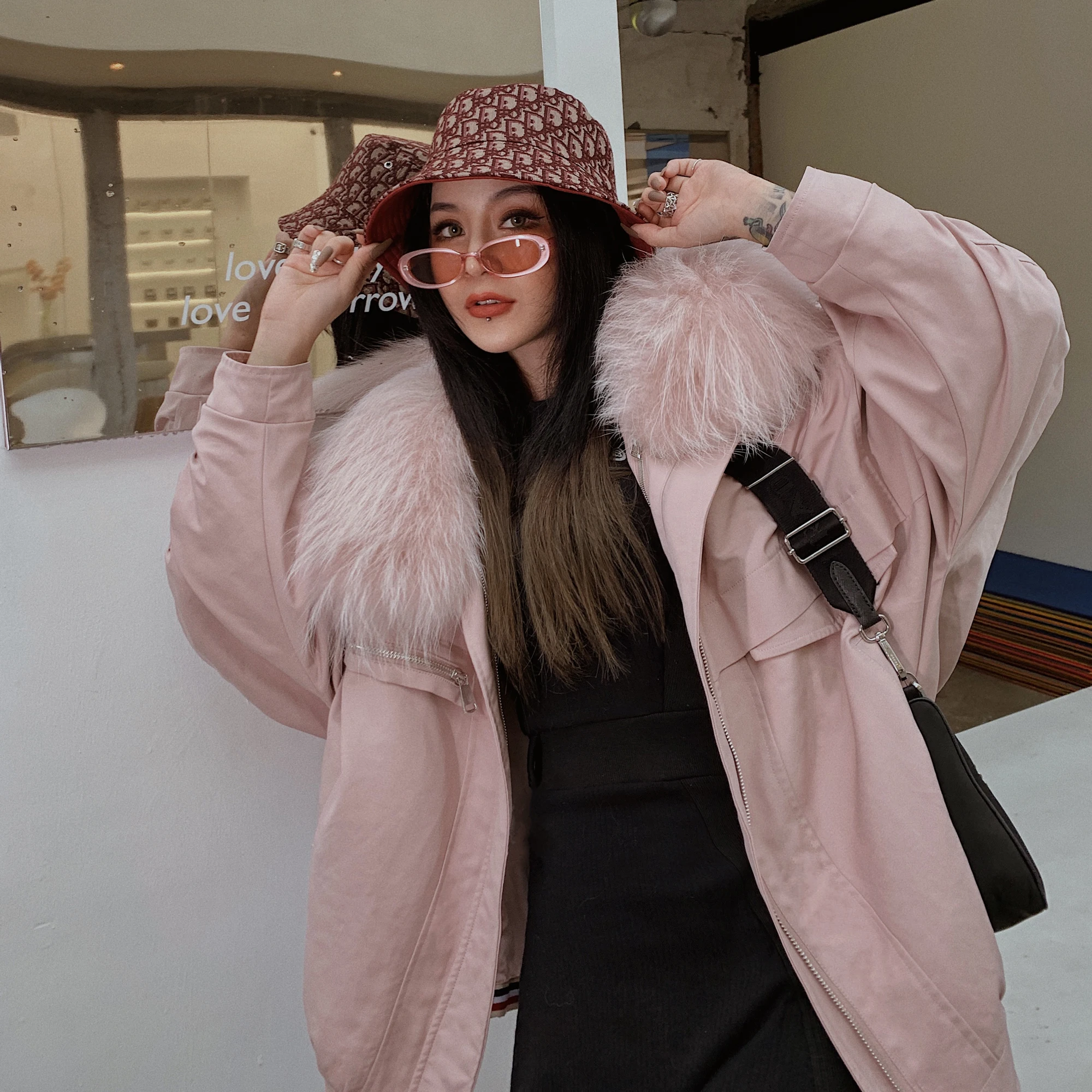 Real Rex Rabbit Fur Liner Parka Coat 2020 New Winter Jacket Women's Long Removable White Raccoon Fur Collar Korean Oversize