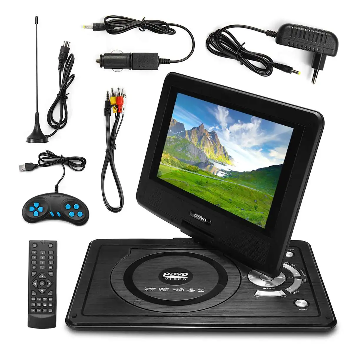 12," dvd-плеер портативный автомобильный dvd-плеер VCD CD MP3 портативный игровой пульт дистанционного управления поворотный экран USB SD с DVD/CD rom RW чехол