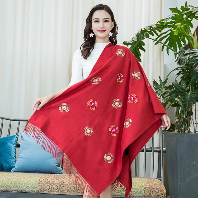Новинка 2019! Новый женский кашемировый шарф с вышивкой Национальный двойного