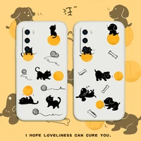 empathetic puppy phone case for huawei p40 p40lite p30 p20 mate 40 40pro 30 20 pro lite p smart 2021 y7a liquid silicone cover