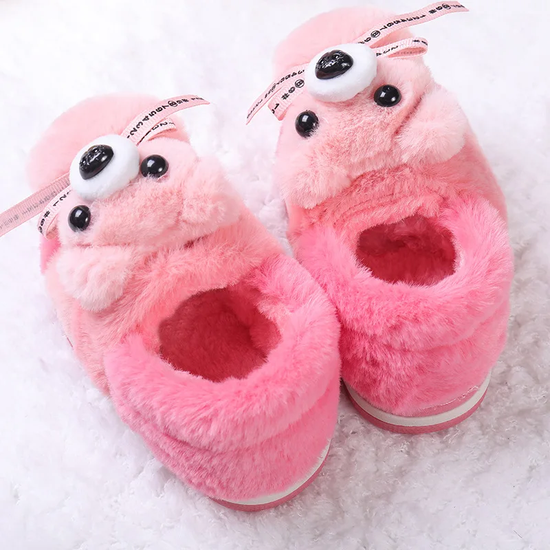 Зимние детские тапочки для девочек и мальчиков домашняя обувь из хлопка с милой