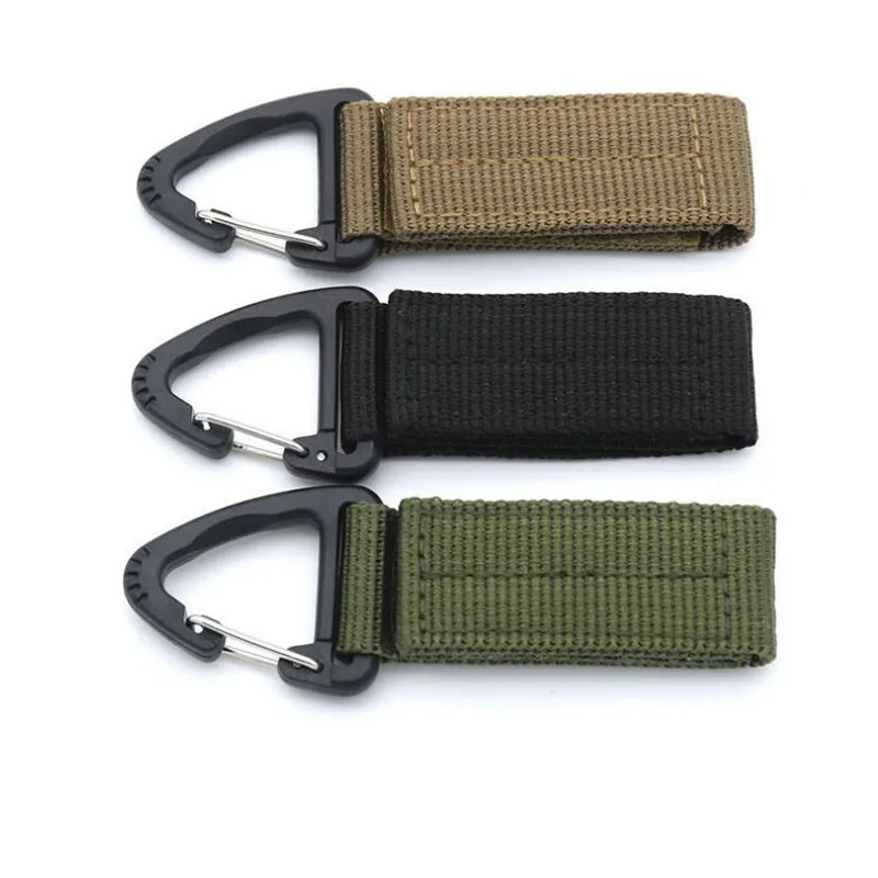 

3PCS Outdoor Triangle Buckle Nylon Ribbon Fixed Keychain Backpack Waist Fastener Key Hook Hunting Hiking Carabiner Webbing