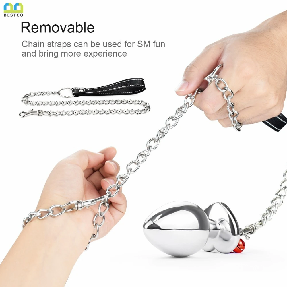 Поводок цепочка Bestco из нержавеющей стали анальная пробка с колокольчиками