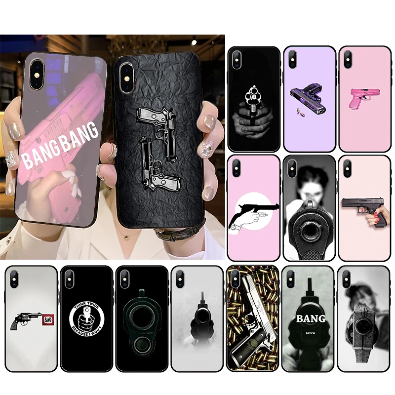 

pistol bang Gun Phone Case For iPhone 12mini 12 11 ProMax XS MAX XR SE2020 8 7 6 6S Plus X 5 5S SE