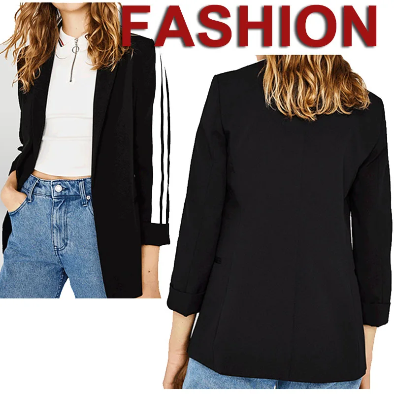 Женский блейзер в полоску с лоскутным рукавом большие размеры 3Xl 4Xl Весенняя