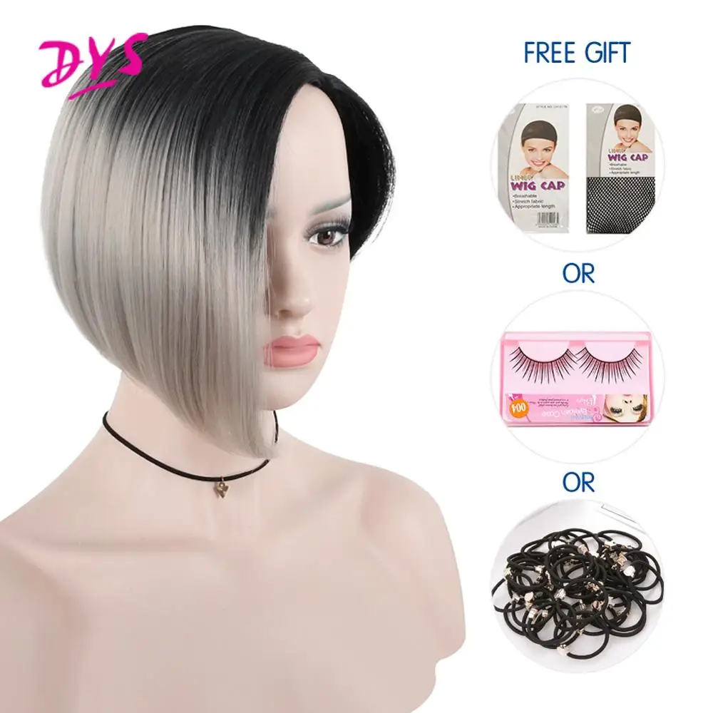 Deyngs Pixie Cut Bob парики короткие прямые естественные синтетические волосы для черных