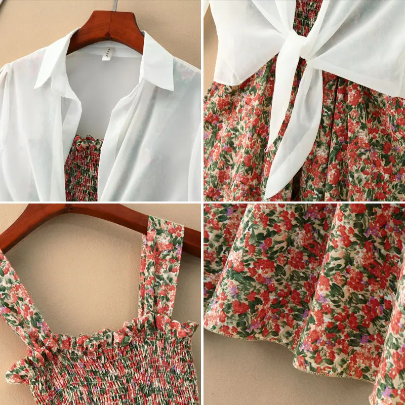 Женский винтажный костюм двойка летняя рубашка с коротким рукавом + длинное