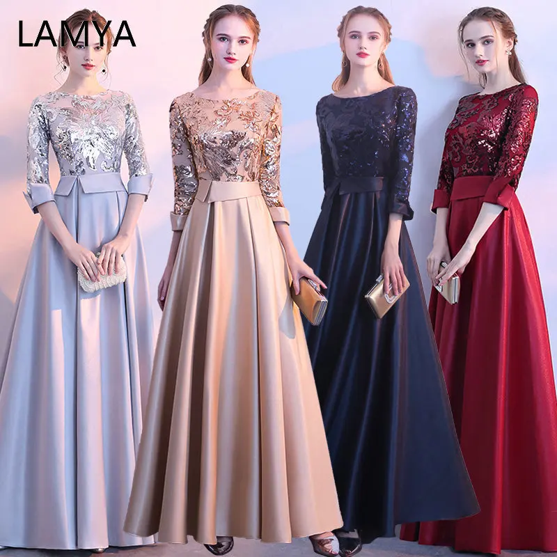LAMYA, три четверти, Золотое вечернее платье с блестками, длинное ТРАПЕЦИЕВИДНОЕ платье для выпускного вечера, вечернее платье, элегантное вечернее платье, vestido de festa