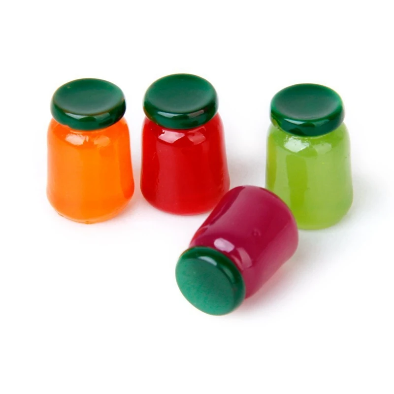 4 бутылки вкуса еды смесь фруктового джема пищевой магазин 1/12 миниатюрный