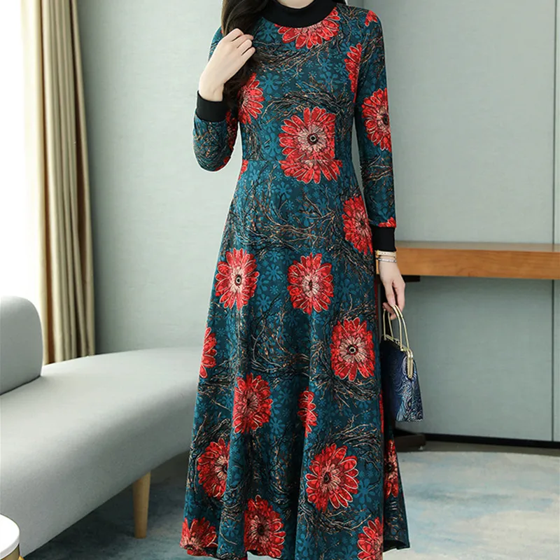 Железное Золотое Платье с принтом осень-зима 2019 Новое Женское облегающее