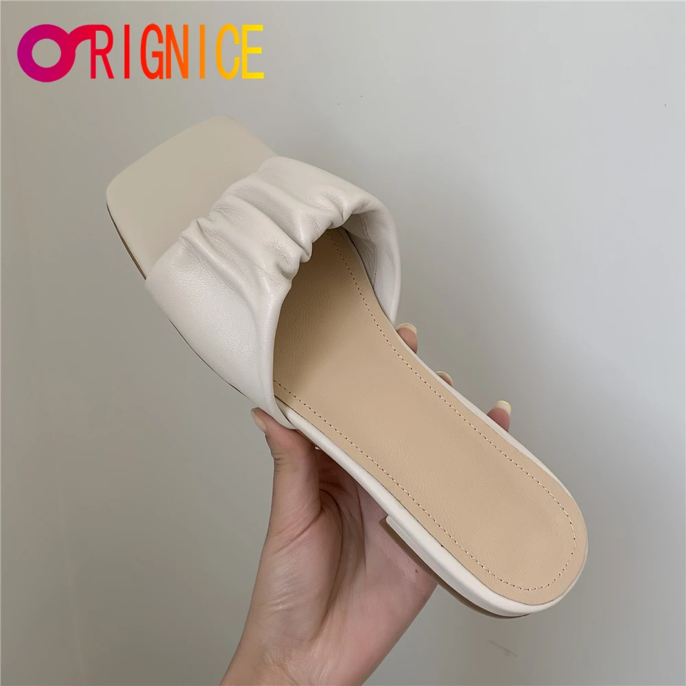 

Босоножки Orignice женские из натуральной кожи, однотонные сандалии с квадратным носком, без застежки, Классическая Летняя обувь для вечеринки,...