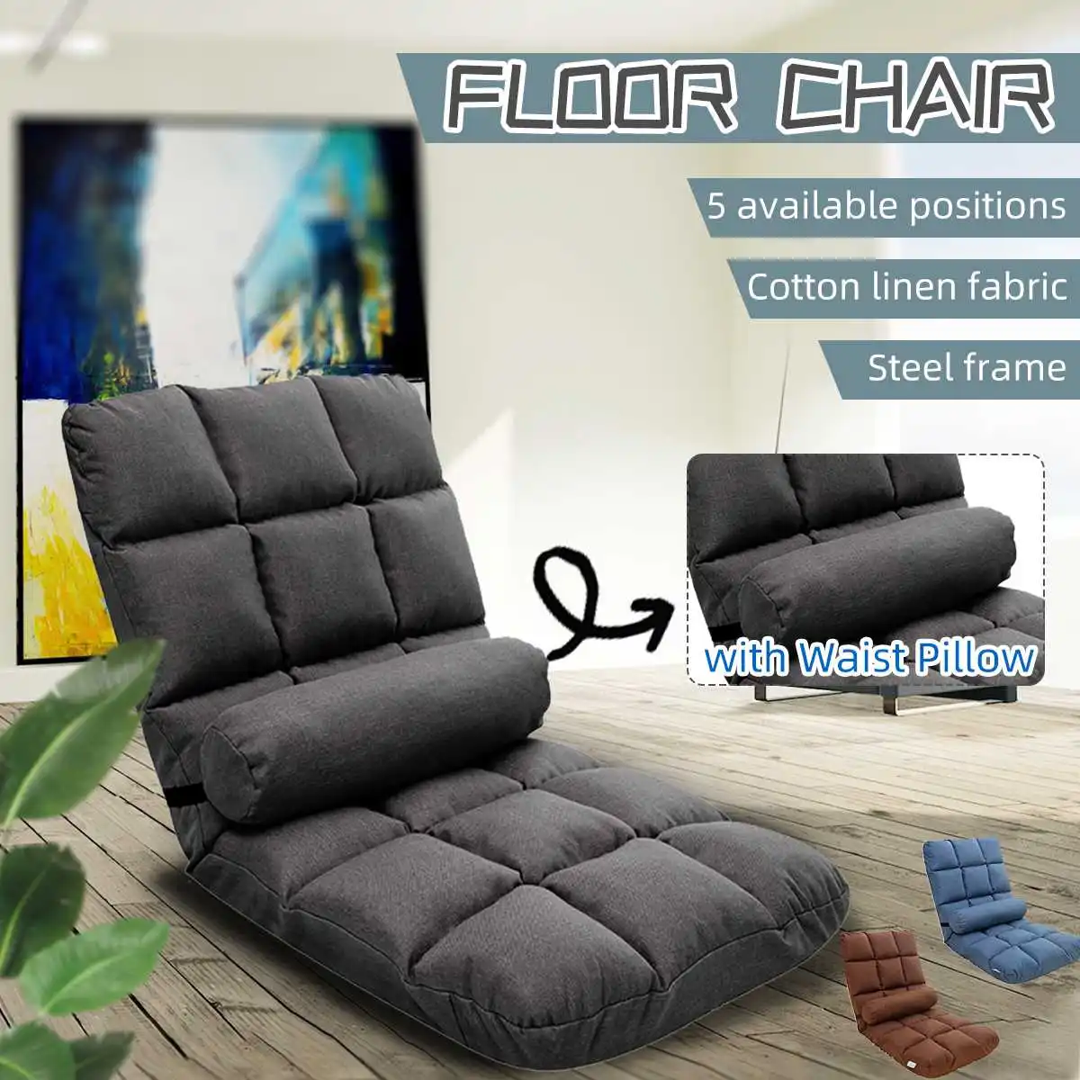 

Lazy Sofa Tatami Foldable Household Single Backrest Cushion Floor Japanese Balcony Bay Window Bed Chair Living Room Chairs