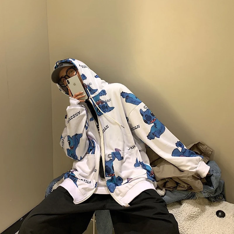 Женские толстовки с капюшоном кофирменные на молнии в стиле хип хоп уличная