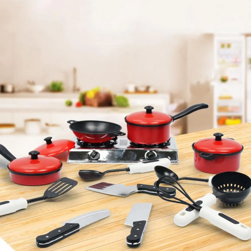

13Pcs/Set Cookware Toy Smooth Edge Simulation Teaching Plastic Kitchen Pretend Play Toys for Kids