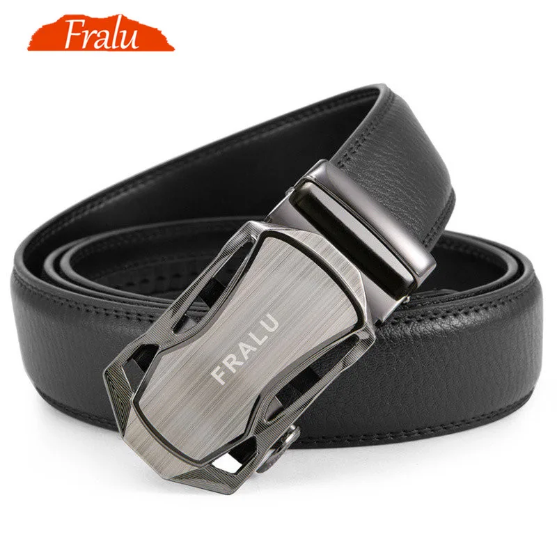 Ремень FRALU мужской длинный из натуральной кожи с автоматической металлической