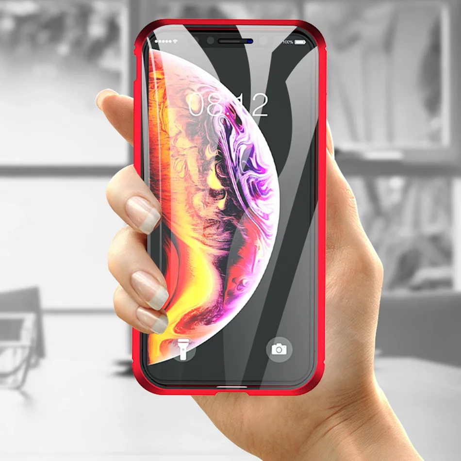 Для samsung A50 A30 A10 A60 A70 двухсторонний чехол из закаленного стекла для Galaxy A7 A9 Магнитный адсорбционный металлический чехол для телефона