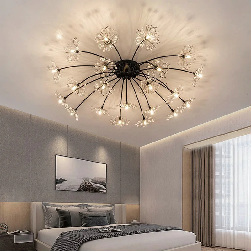 Черная Железная хрустальная люстра G4 в стиле постмодерн потолочная лампа для