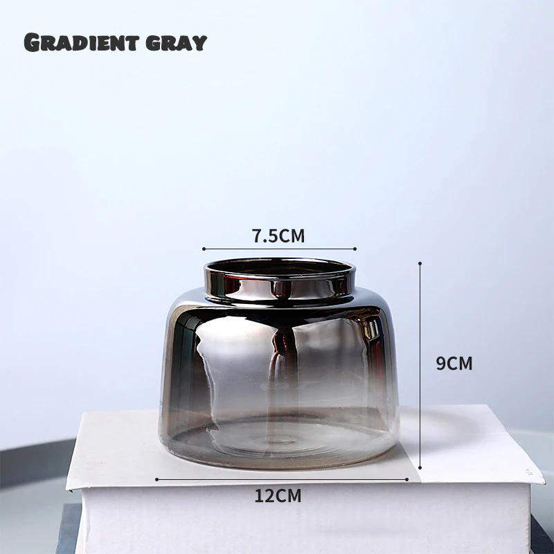 

Ins Glass Vase Creative Golden Gradient Vase Dried Flower Desktop Ornaments Home Decoration Fun Gifts Plants Pots Furnishing