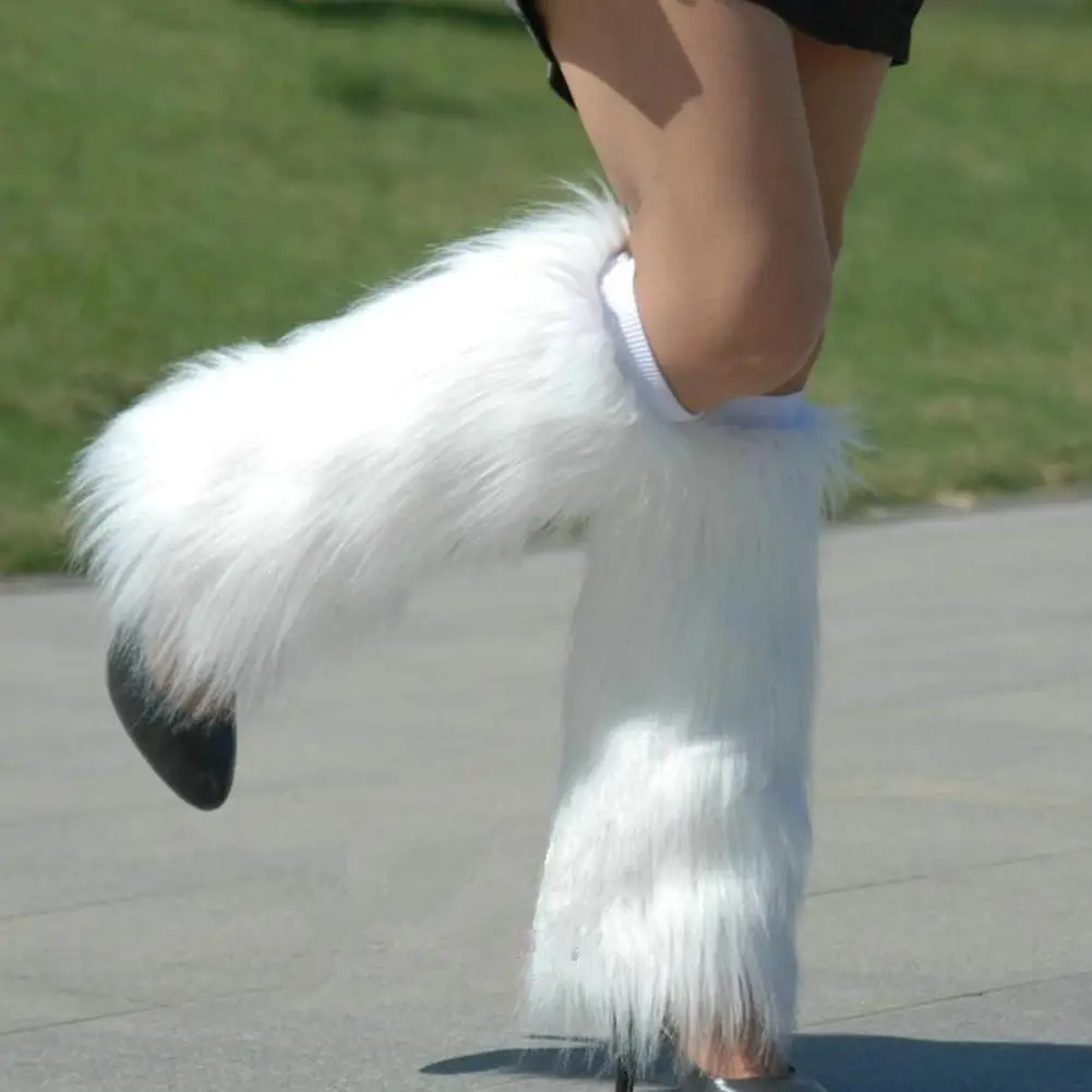 

Winter Women Fall Leggings Boots Covers Furry Faux Fur Soft Leg Warmers Foot Warming Cosplay