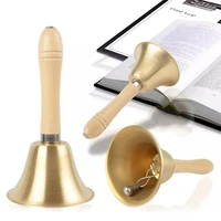 1pc brass hand bell loud call bell handbell desk ringbell with wooden handle for wedding festival decoration food line alarm