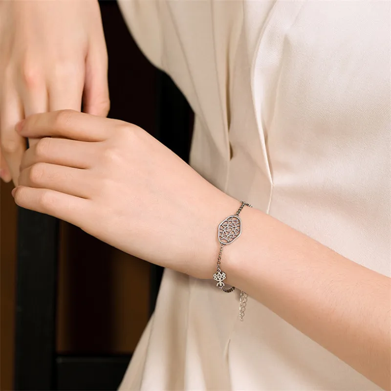 Женские браслеты с полым окошком Настоящее серебро 925 пробы тайское китайские