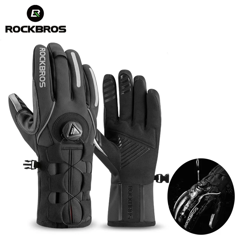 Водонепроницаемые велосипедные перчатки ROCKBROS для сенсорных экранов зимние