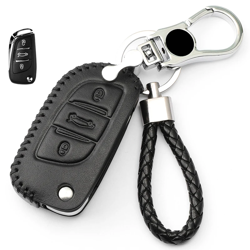Люкс из натуральной кожи ключа автомобиля чехол Обложка для Peugeot 107 206 207 208 306 307 308
