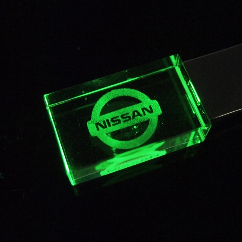 Модный кристалл логотип автомобиля NISSAN со светодиодной USB флэш-накопителем 64 ГБ 4