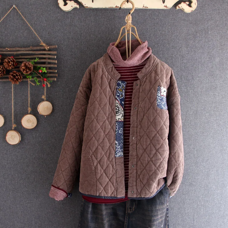 Женское хлопковое пальто в национальном стиле зимняя хлопковая куртка ретро с