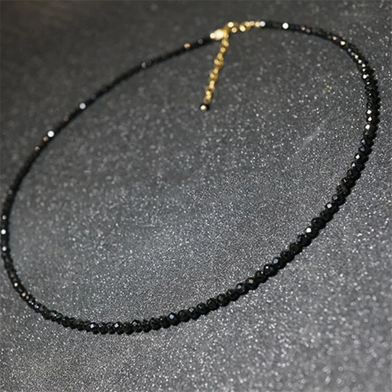 

2020 New Fashion Crystal Beads Chain Choker Necklace Women Personality Black Beads Clavicle Chain Necklaces Female Jewelry