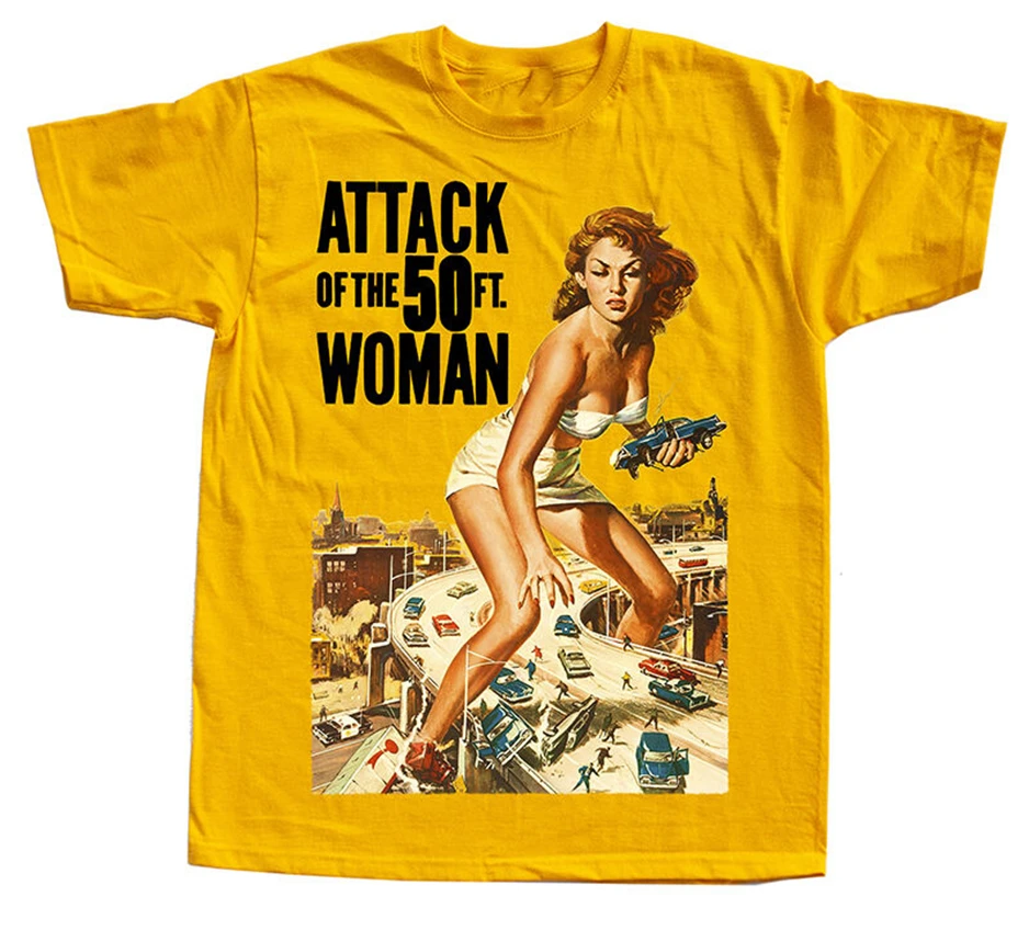 Атака 50 футов женщина V1 фильм плакат футболка желтый все размеры S 3Xl Новинка