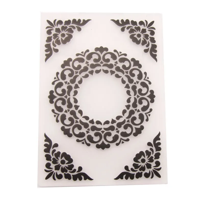 

Wreath border Embossing folders Plastic Background Template for DIY Scrapbooking Crafts Making Photo Album Card Holiday Decor