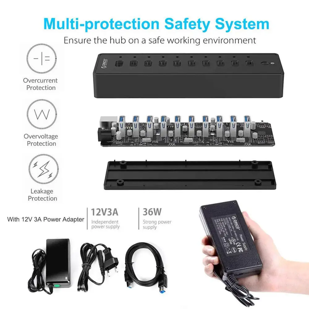 ORICO usb хаб с адаптером питания Высокая емкость флеш накопителя HDD USB несколько