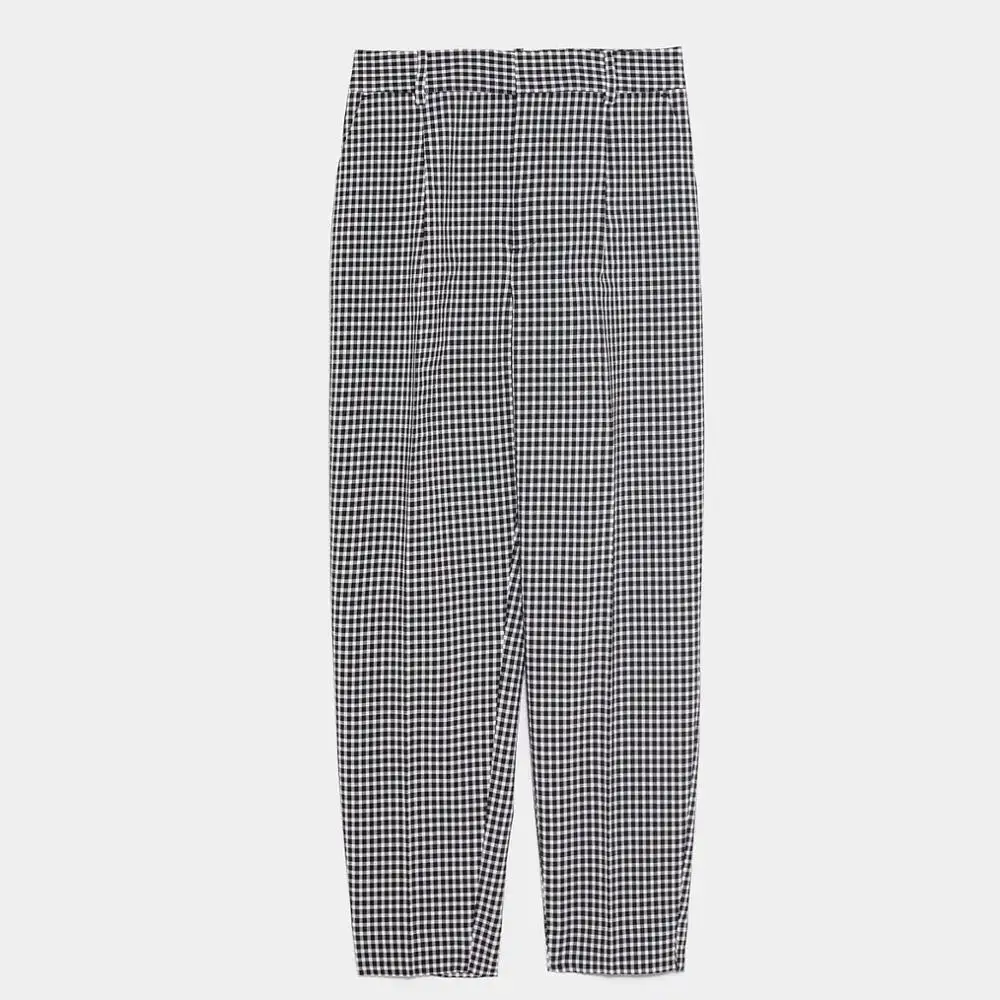 2019 ZA British style Grid Pants for Women Fashion Suit Long Femal Loose Soft Clothes Work Wear Zipper Fastener Harem Pant | Женская