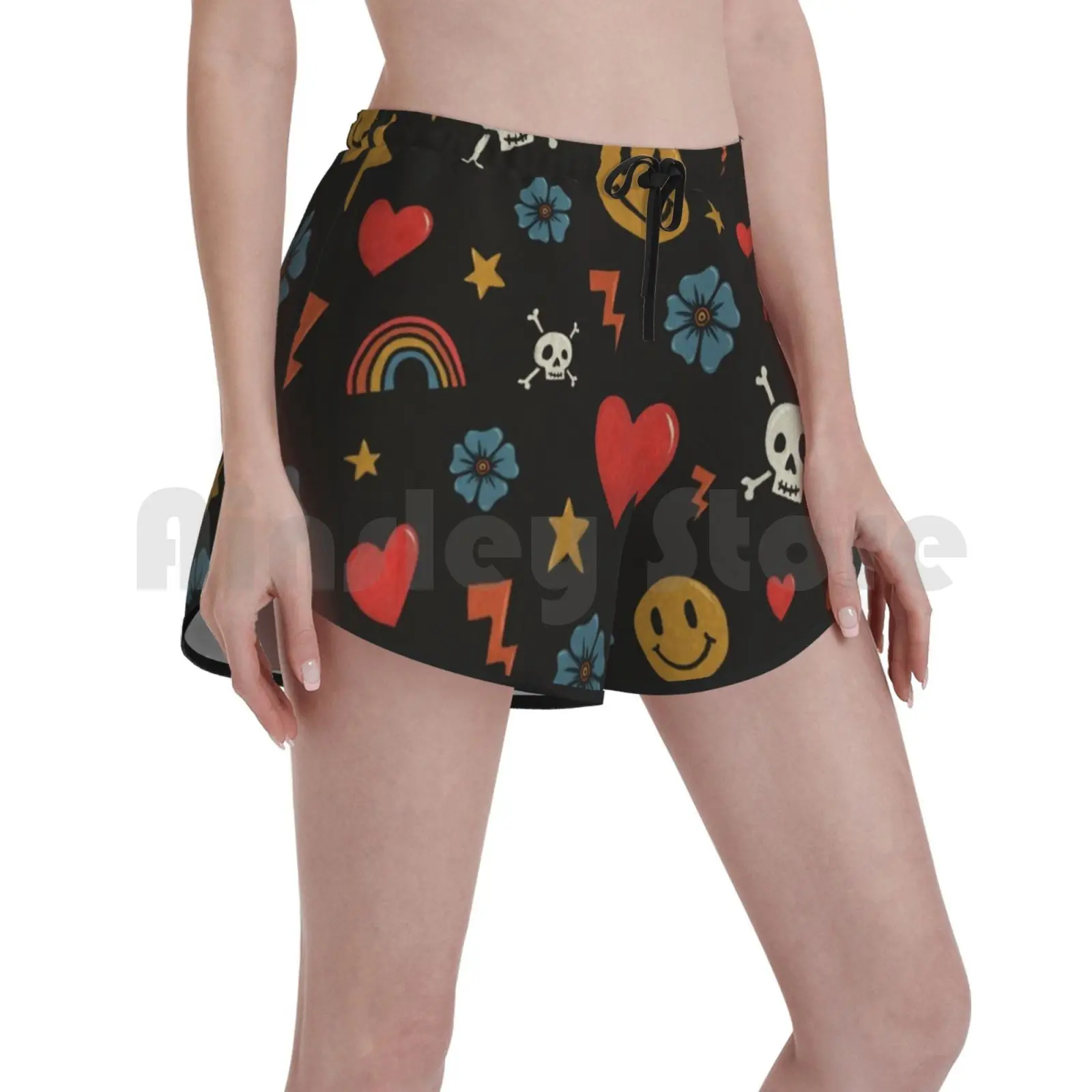 

Счастливый День узор Плавание шорты Для женщин Пляжные шорты шаблон дизайна в форме сердца в форме звезды молния Радуга, фестиваль Прайд Happy...