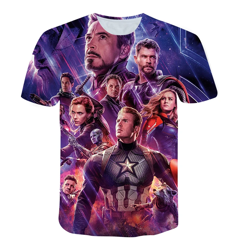 

Printed Marvel Avengers 3D Printed Movie Pattern T-shirtSshirtCasual Boys Girls Hot Sale Iron Man Sleeves Boys Girls Top