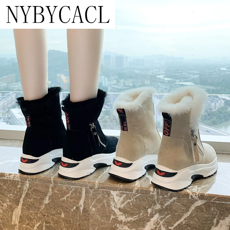 2022 Woman Shoes New Zipper Snow Boots for Women Winter Suede Platform Ankle Boots Ladies Casual Warm Plush Woman Winter Boots