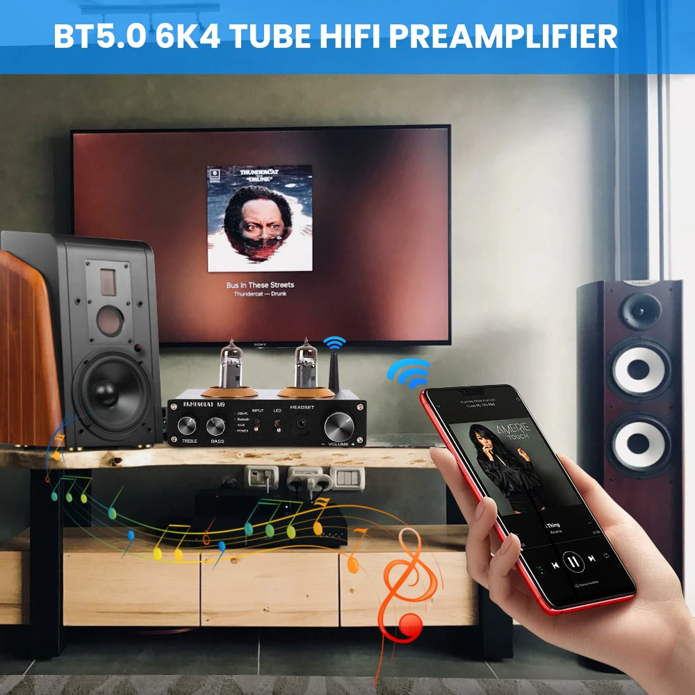 PJ.MIAOLAI HIFI M9 BT 5 0 аудио 6K4 трубчатый Предварительный усилитель RCA USB-PC AUX Регулировка