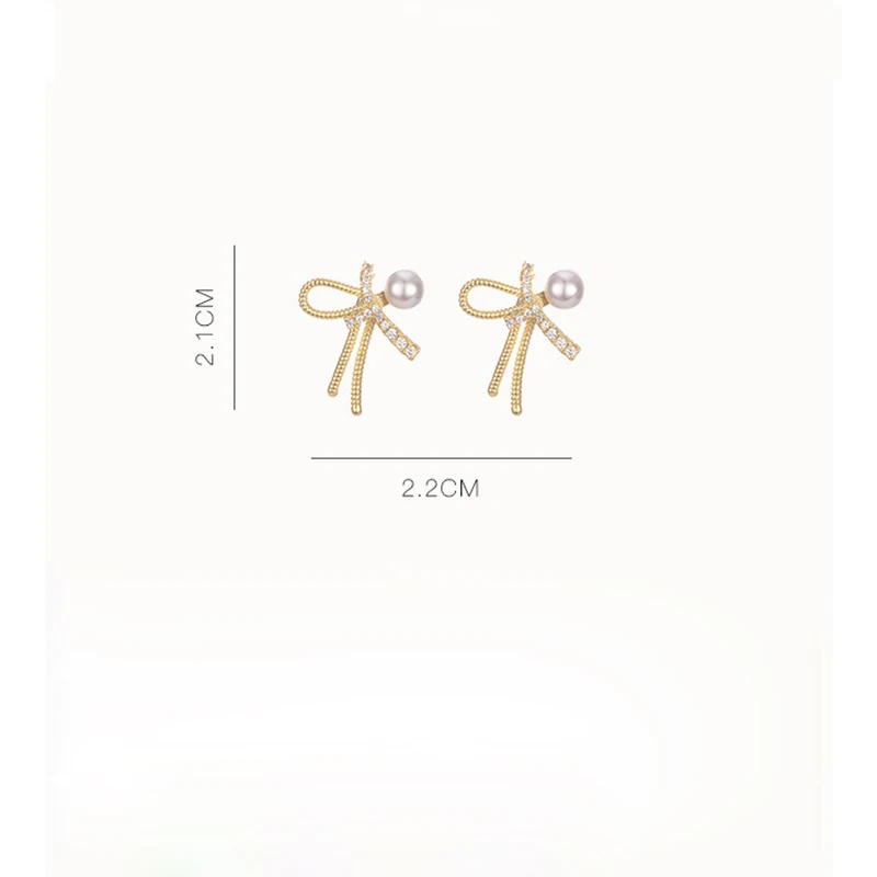 

Exquisite Small Bowknot Pearl Earrings for Woman 2021 Korean Fashion Jewelry Party Lady Luxury Accessories Girl Jewelry Gift